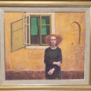 Format: 60×70 cm – Cena: 212.400 din – Ulje na platnu Slika Vase Dolovačkog „Angelina“, rađena tehnikom ulje na platnu, 2024. godine, format 60×70 cm, cena 212.400 dinara.