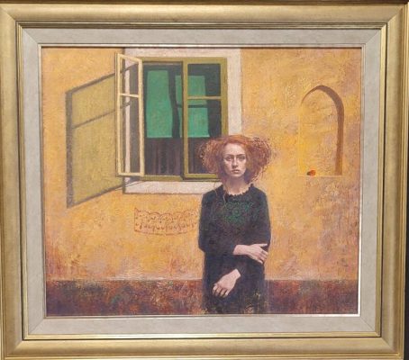 Format: 60×70 cm – Cena: 212.400 din – Ulje na platnu Slika Vase Dolovačkog „Angelina“, rađena tehnikom ulje na platnu, 2024. godine, format 60×70 cm, cena 212.400 dinara.