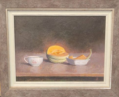 Format: 30×40 cm – Cena: 59.000 din – Ulje na platnu Slika Vase Dolovačkog „Dinja“, rađena tehnikom ulje na platnu, 2025. godine, format 30×40 cm, cena 59.000 dinara.