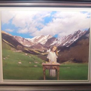 Format: 73×92 cm – Cena: 389.400 din – Ulje na platnu Slika Vase Dolovačkog „Himna“, rađena tehnikom ulje na platnu, 2025. godine, format 73×92 cm, cena 389.400 dinara.