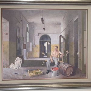 Format: 81×100 cm – Cena: 413.000 din – Ulje na platnu Slika Vase Dolovačkog „In honorem“, rađena tehnikom ulje na platnu, 2022. godine, format 81×100 cm, cena 413.000 dinara.