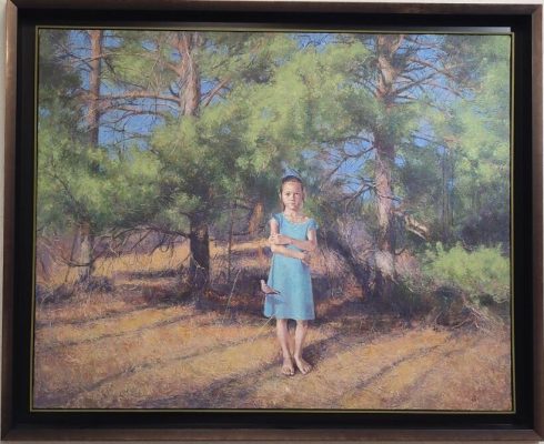 Format: 73×92 cm – Cena: 354.000 din – Ulje na platnu Slika Vase Dolovačkog „Poslušaj pesmu drveta“, rađena tehnikom ulje na platnu, 2024. godine, format 73×92 cm, cena 354.000 dinara.