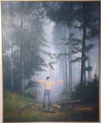 Format: 162×230 cm – Cena: 944.000 din – Ulje na platnu Slika Vase Dolovačkog „Povratak“, ulje na platnu, 2021, format 162×230 cm, cena 944.000 dinara.