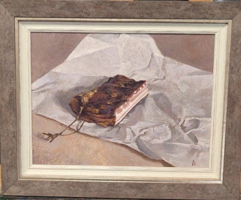 Format: 30×40 cm – Cena: 59.000 din – Ulje na platnu Slika Vase Dolovačkog „Slanina“, rađena tehnikom ulje na platnu, 2025. godine, format 30×40 cm, cena 59.000 dinara.