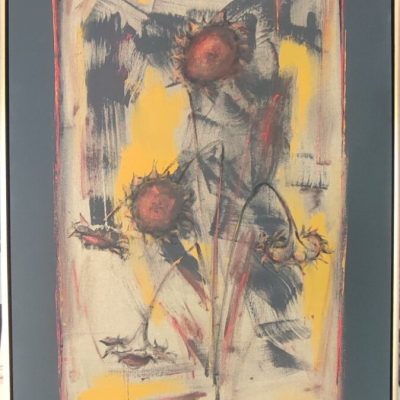 Suncokreti – Ulje na platnu, 80×120 cm – Cena: 80.000 din Apstraktna slika Suncokreti, autor Miodrag Žigić, ulje na platnu, dimenzije 80×120 cm, cena 80.000 dinara.