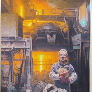 Format: 162×130 cm – Cena: 1.003.000 din – Ulje na platnu Umetnička slika Vase Dolovačkog „Ukrotitelj“, ulje na platnu, 2024, format 162×130 cm, cena 1.003.000 dinara.