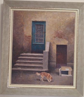 Format: 70×60 cm sa ramom – Cena: 200.600 din – Ulje na platnu Umetnička slika Vase Dolovačkog „Zarobljeni“, ulje na platnu, 2025, format 70×60 cm sa ramom, cena 200.600 dinara.